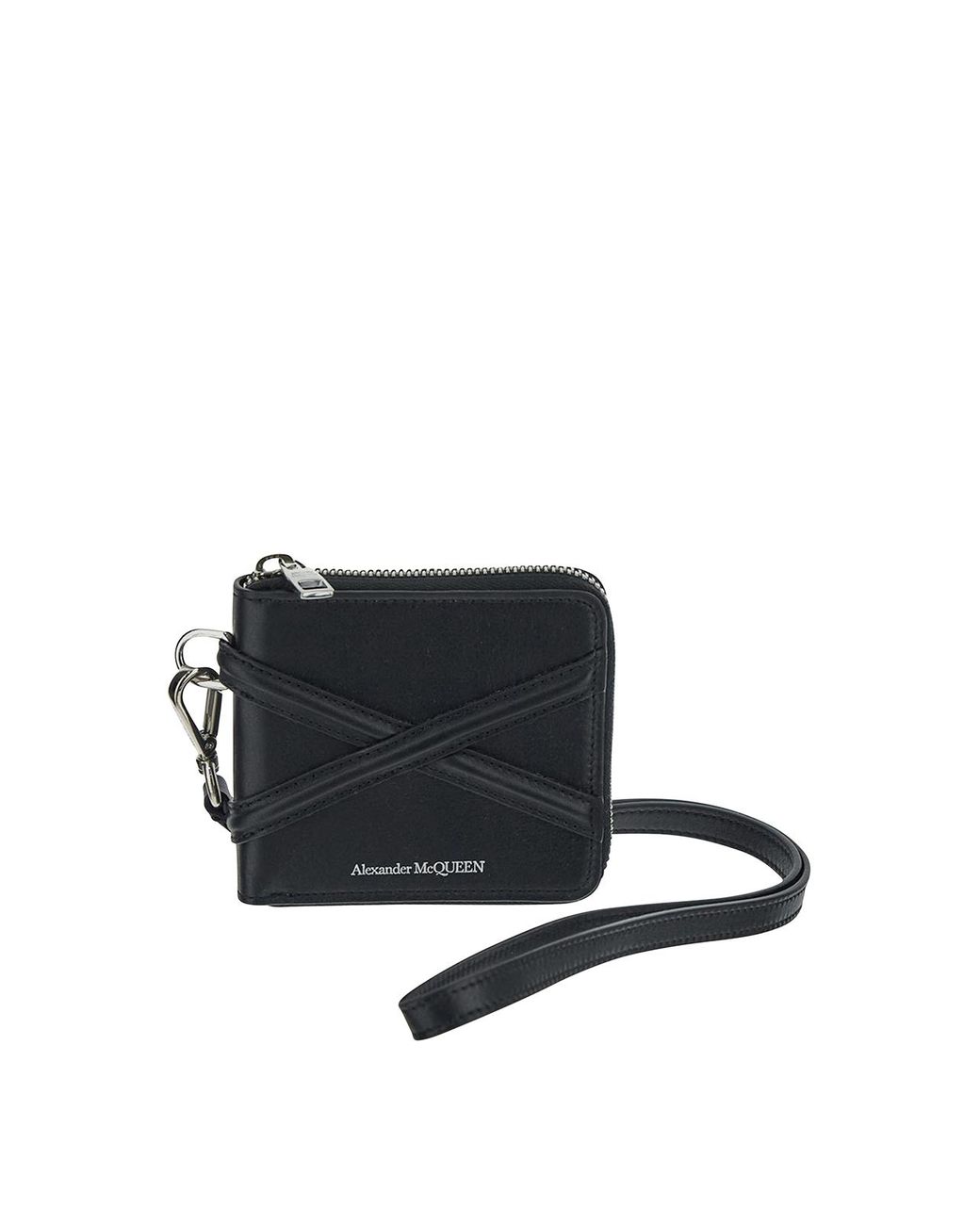 McQueen Black Zip-Around Leather Wallet for men