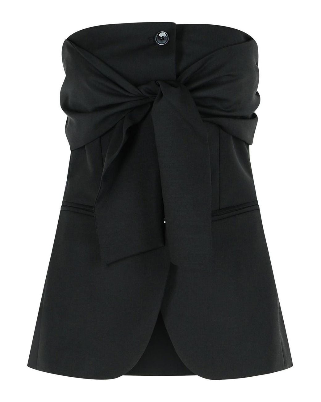 Max Mara Black Veruska Virgin Wool Bustier Top