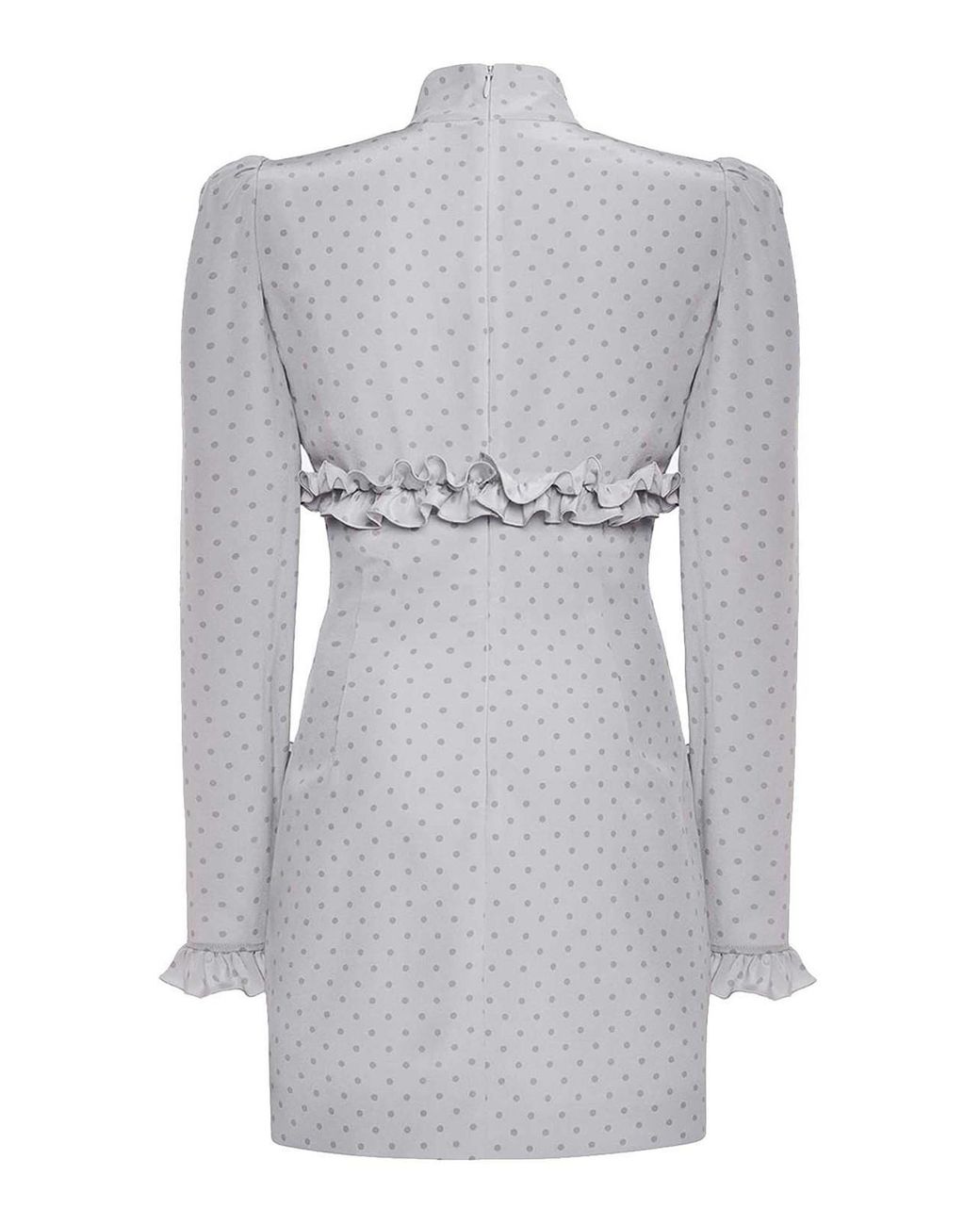 Alessandra Rich Gray Polka-Dot Mini Dress With Ruffles