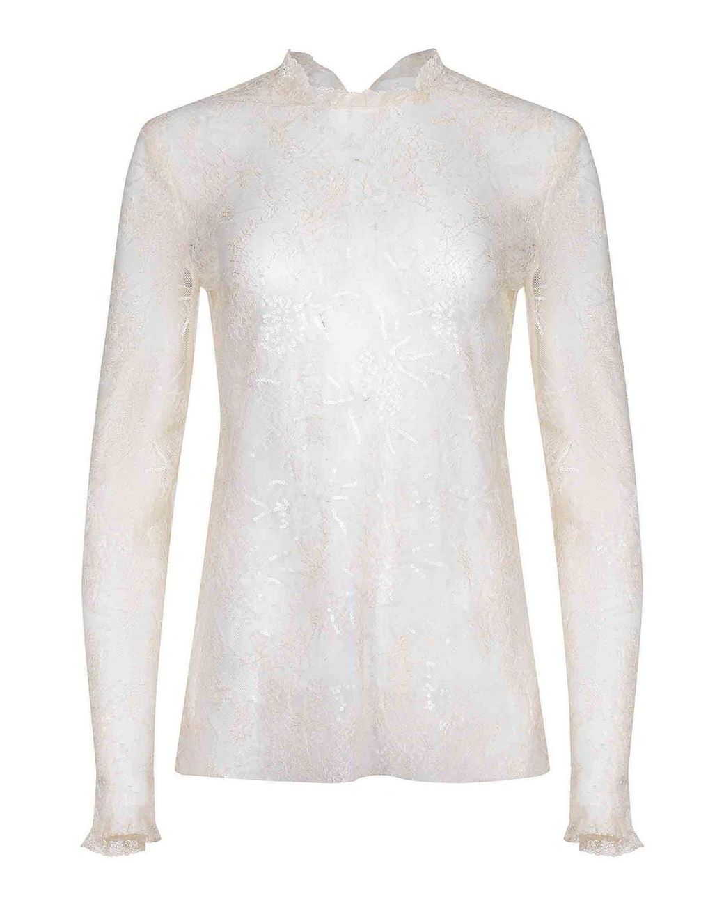 Alberta Ferretti White Shirt Made Of Lace