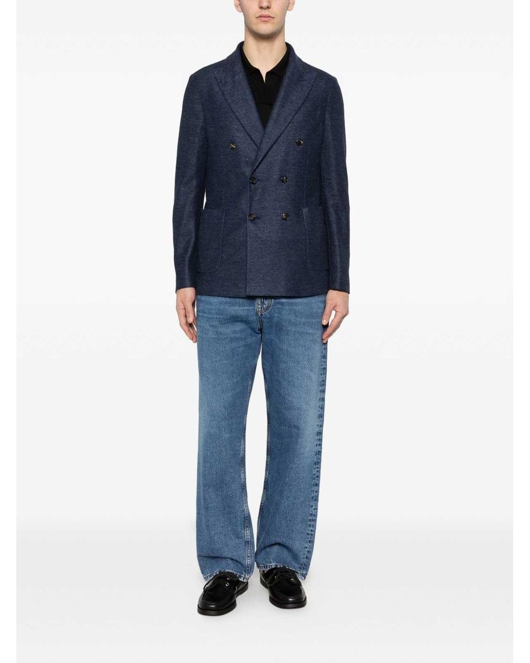 Circolo 1901 Blue Double-Breasted Wool Jacket for men