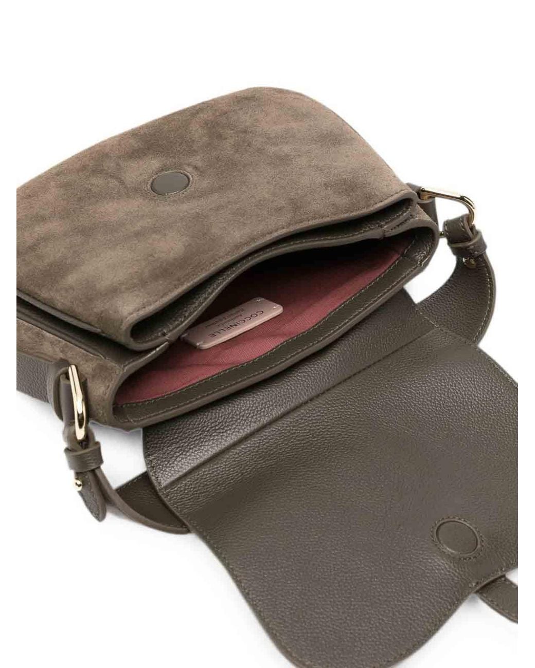 Coccinelle Metallic Mud Suede Leather Crossbody Bag