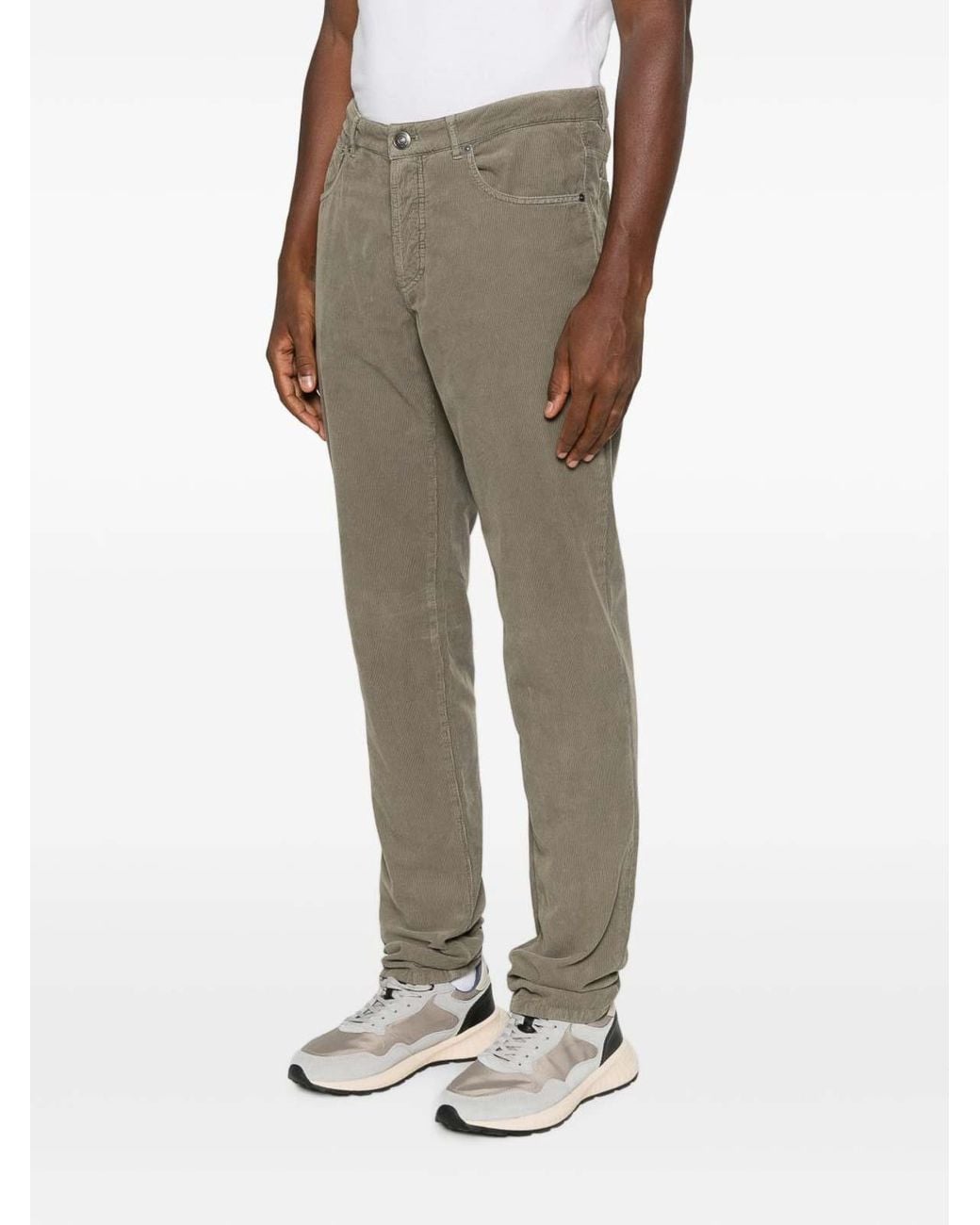 Brunello Cucinelli Gray Corduroy Trousers With Pockets for men