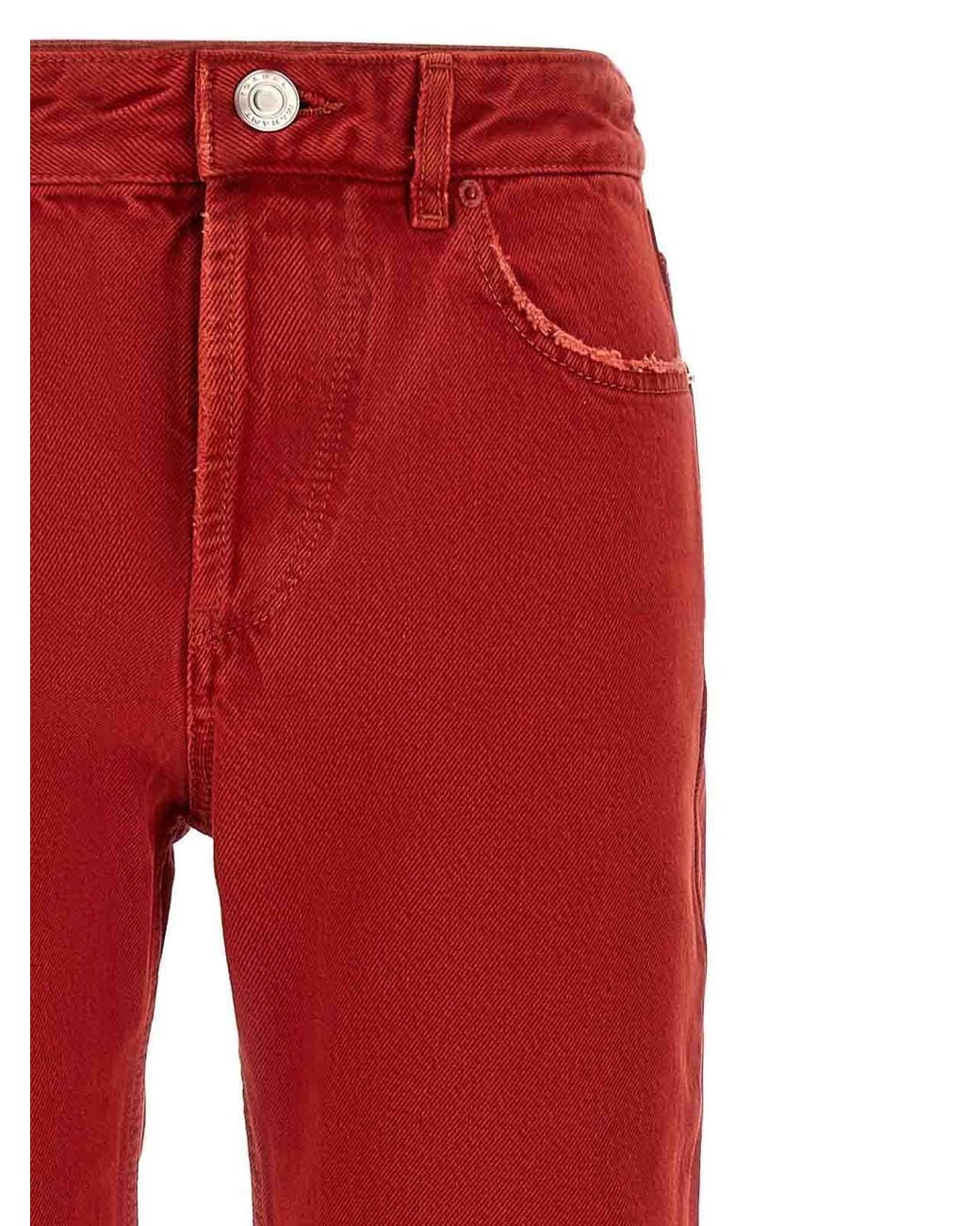Isabel Marant Red Daya Cropped Jeans