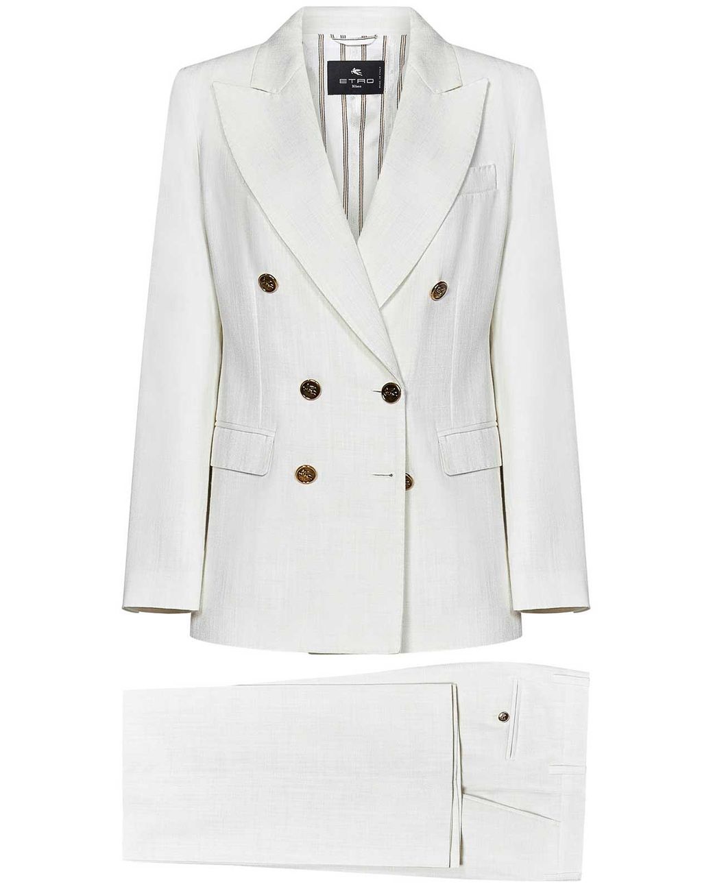 Etro White Slub Fabric Suit