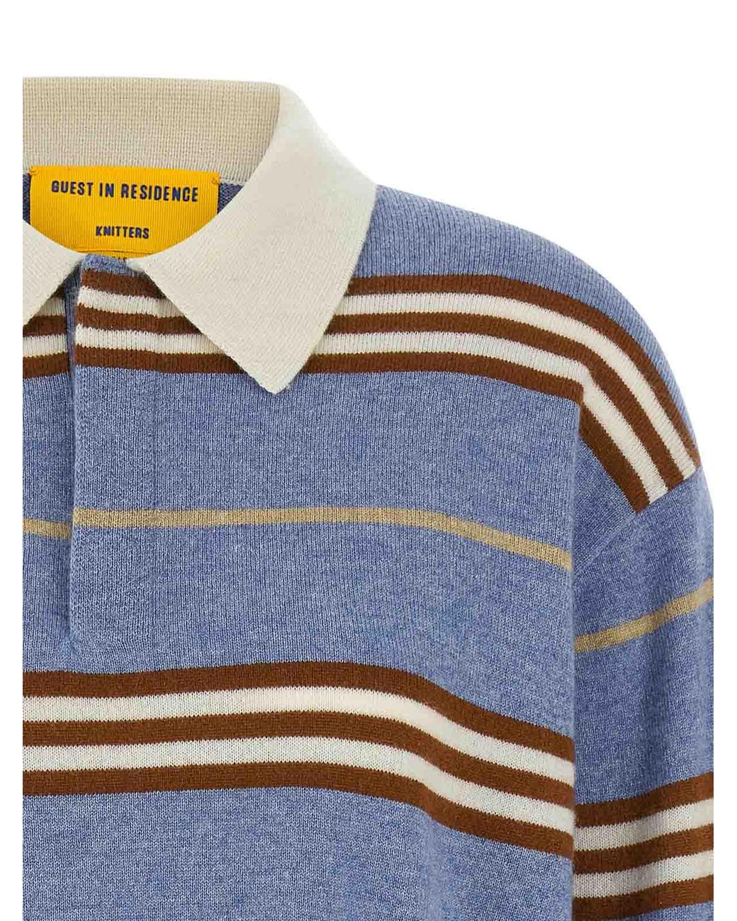 Guest In Residence Blue Striped Rugby Polo Shirt