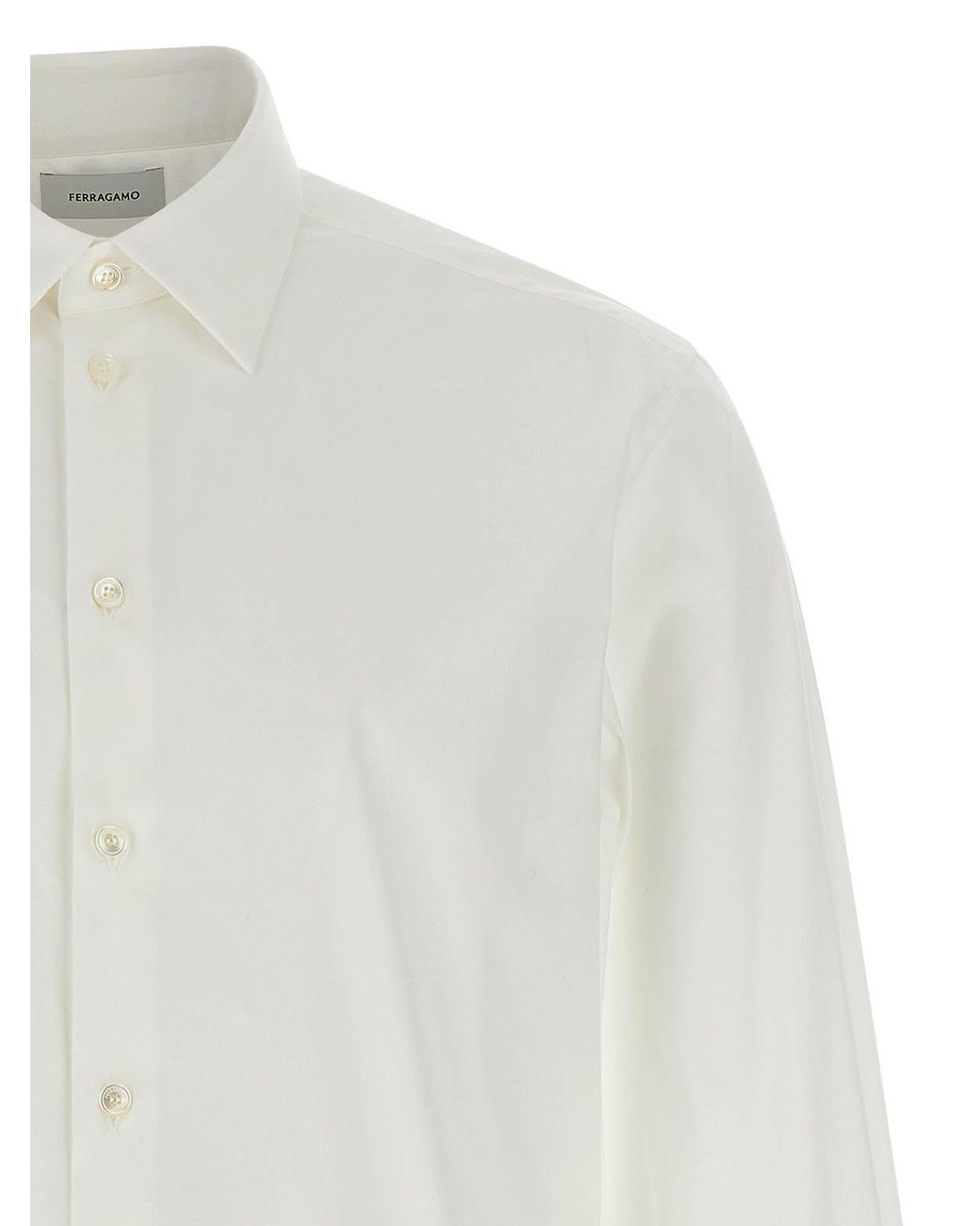 Ferragamo White Poplin Shirt for men