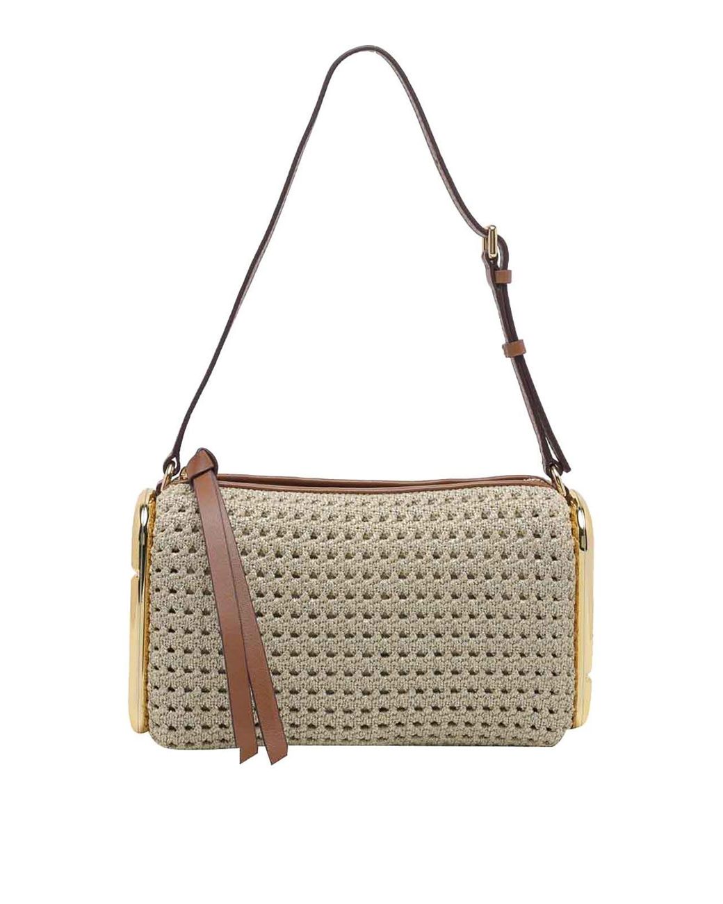 Marc Jacobs Metallic Champagne Crochet Scene Small Shoulder Bag
