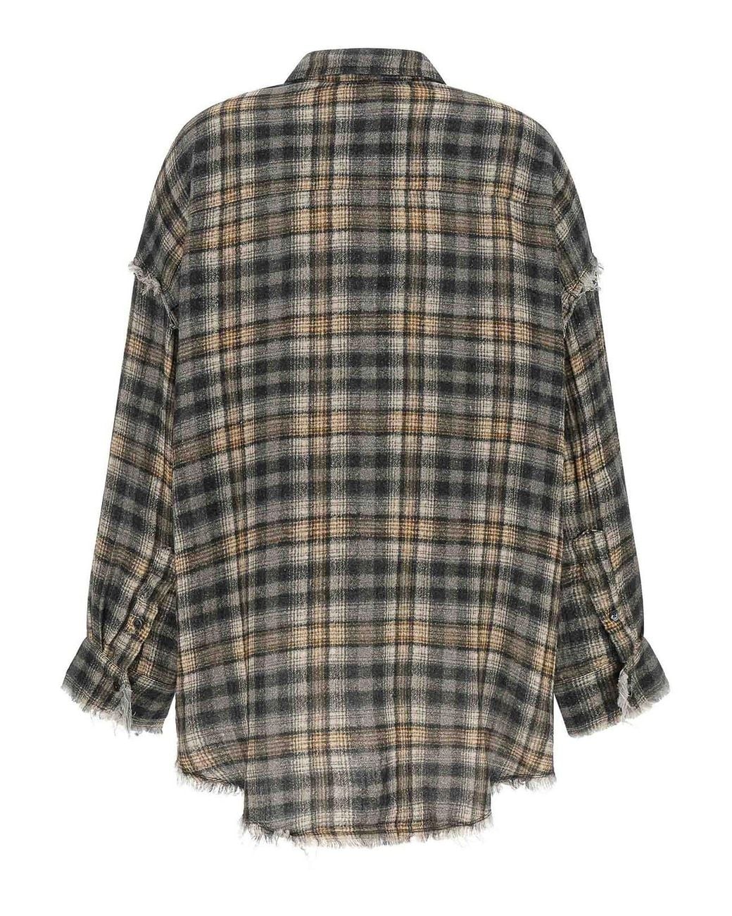 R13 Gray Raw Cut Hem Shirt
