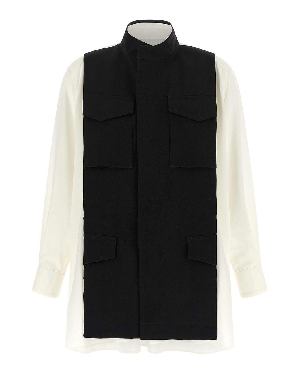 Sacai Black Hybrid Shirt With Front Panel Model