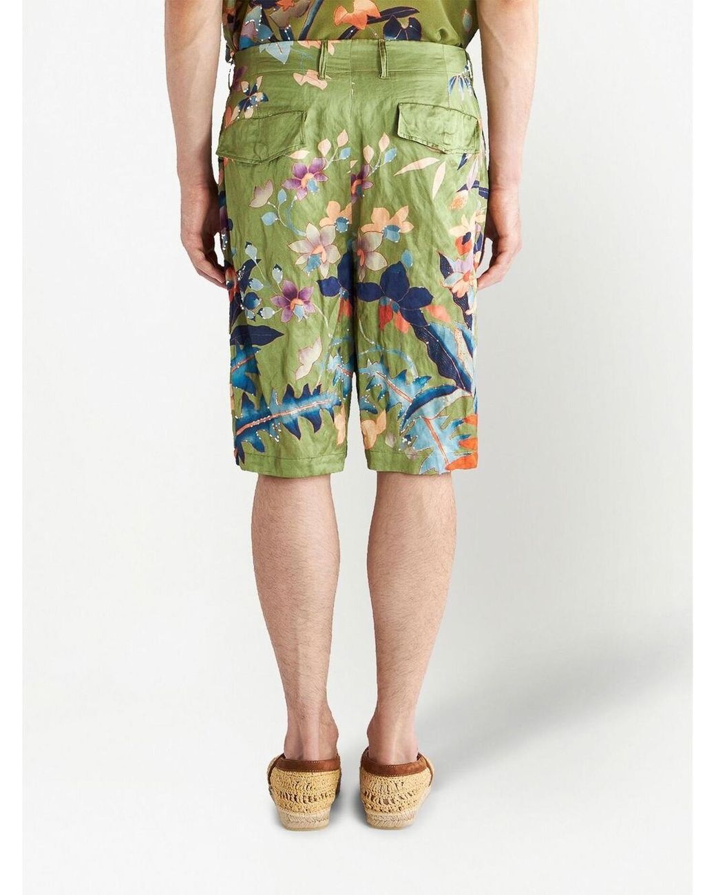 Etro Green Printed Shorts for men