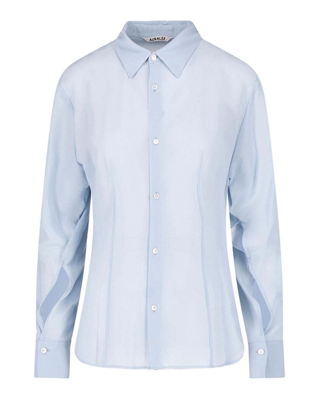 Auralee Blue Silk Georgette Shirt