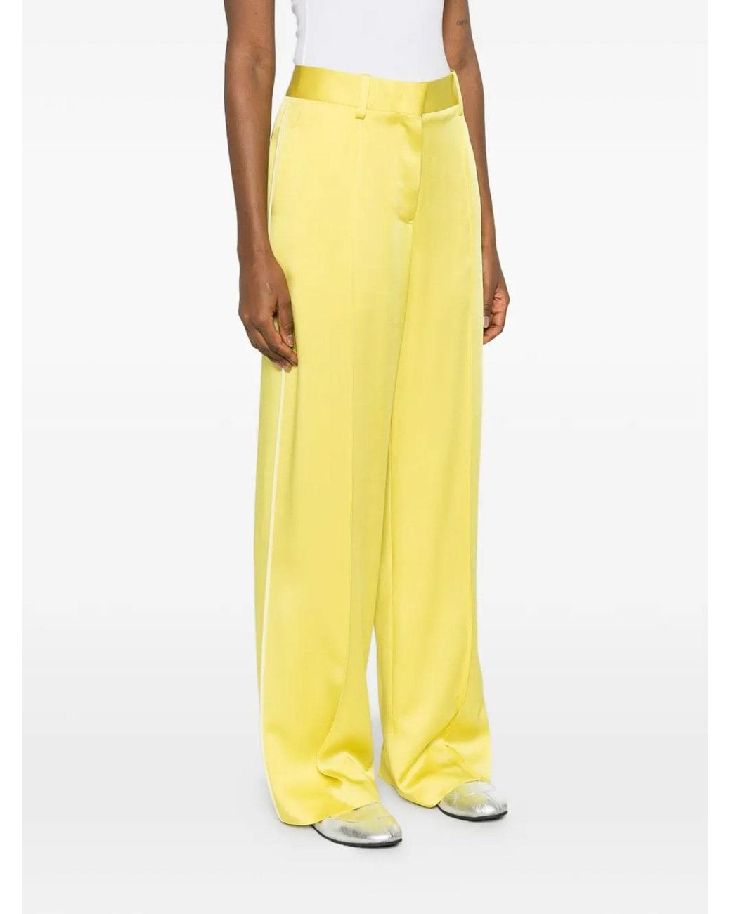 Jil Sander Yellow Satin Trousers