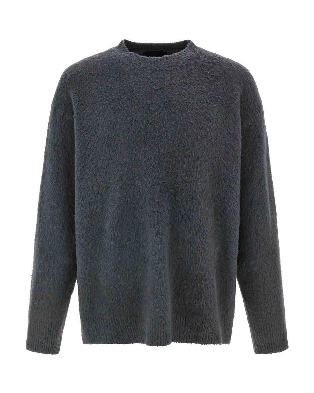 Roberto Collina Gray Shearling Cotton Sweater for men