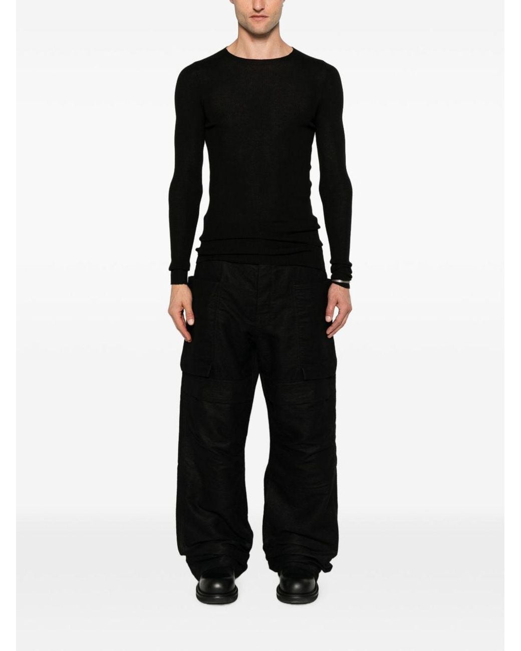 Rick Owens Black Crew-Neck Sweater for men