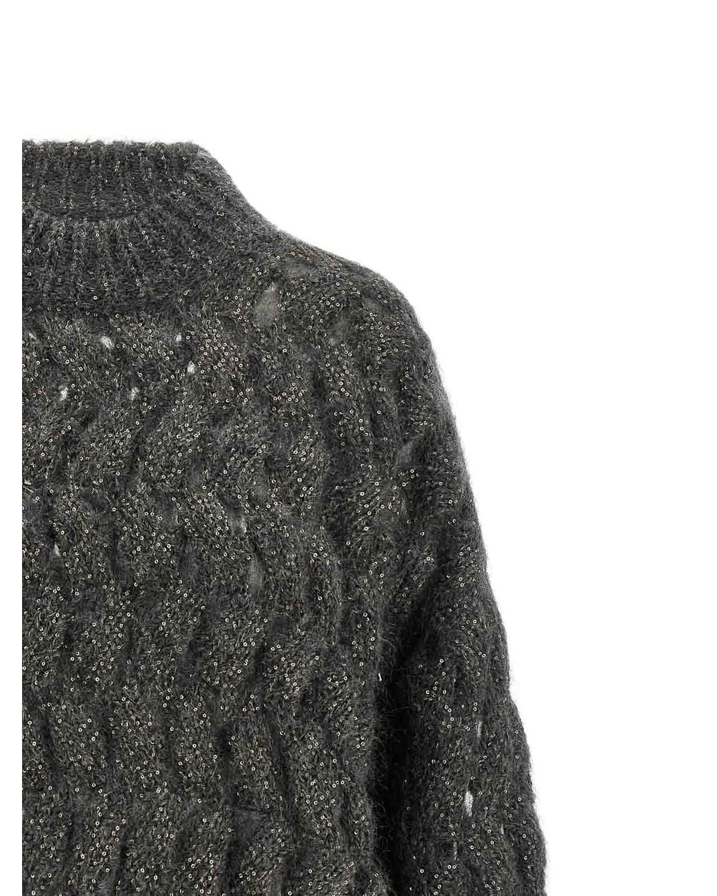 Brunello Cucinelli Gray Dazzling Waves Waves Jumper