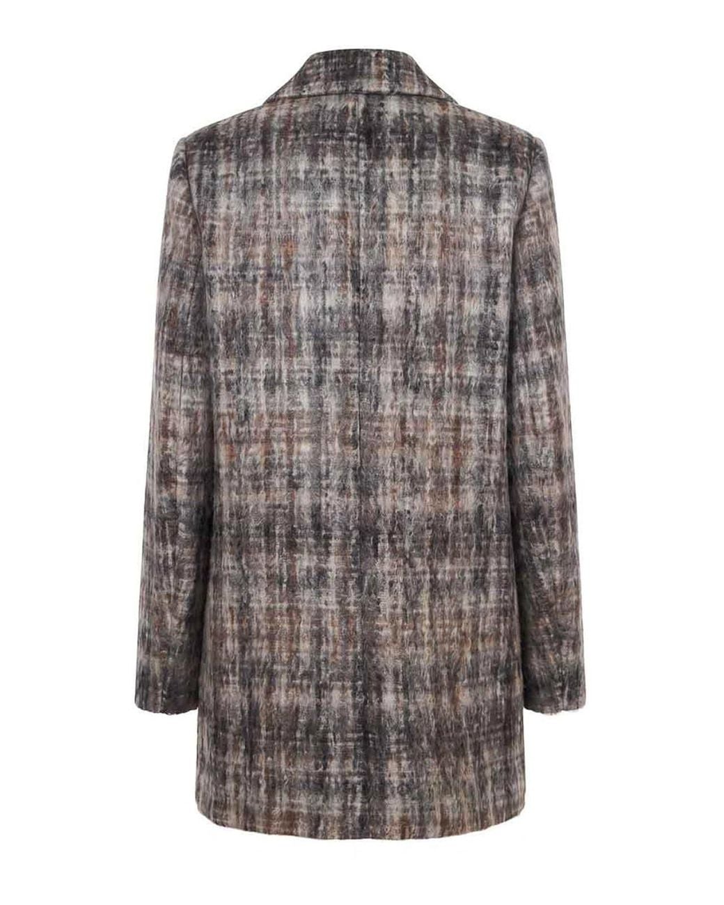 Peserico Gray Double-Breasted Coat