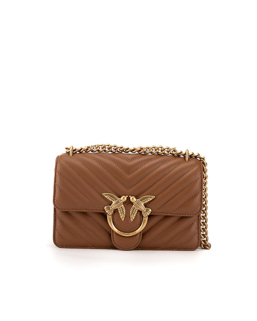 Pinko Brown Mini Love One Chevron Bag