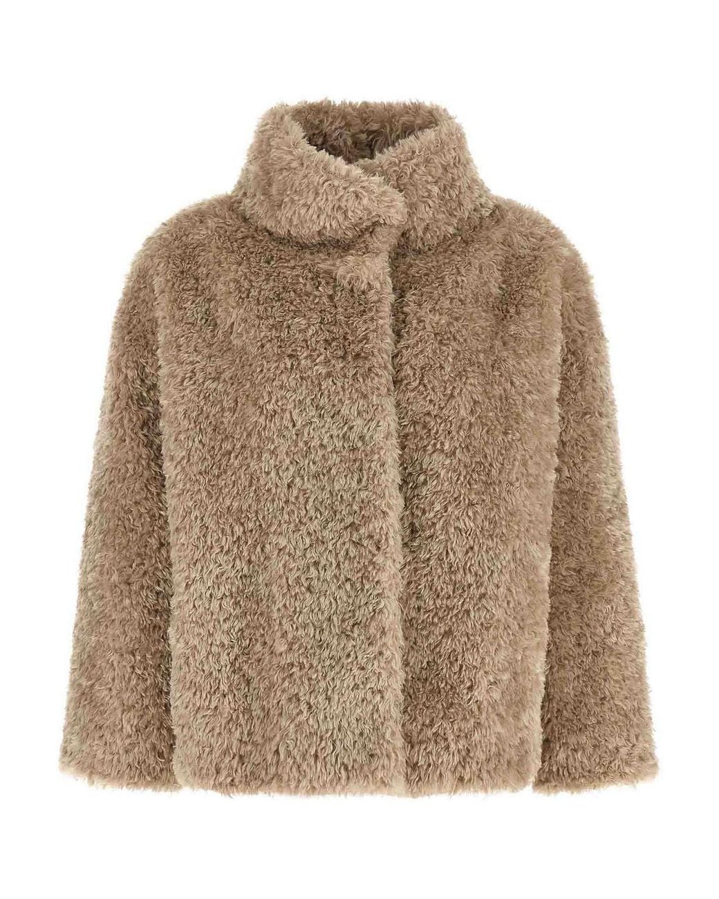 Herno Brown Curled Shearling Effect Coat