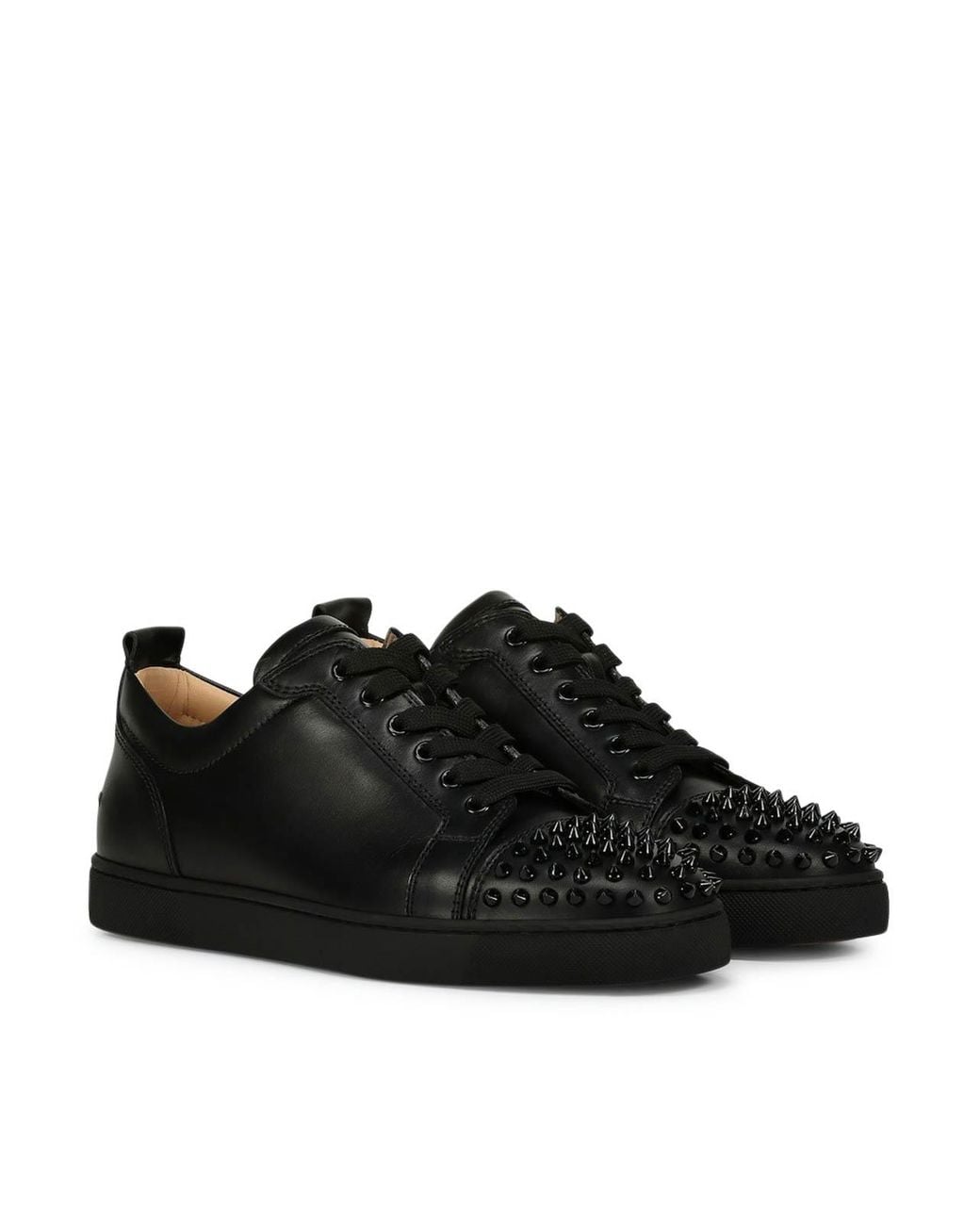 Christian Louboutin Black Louis Junior Spikes Leather Sneaker for men