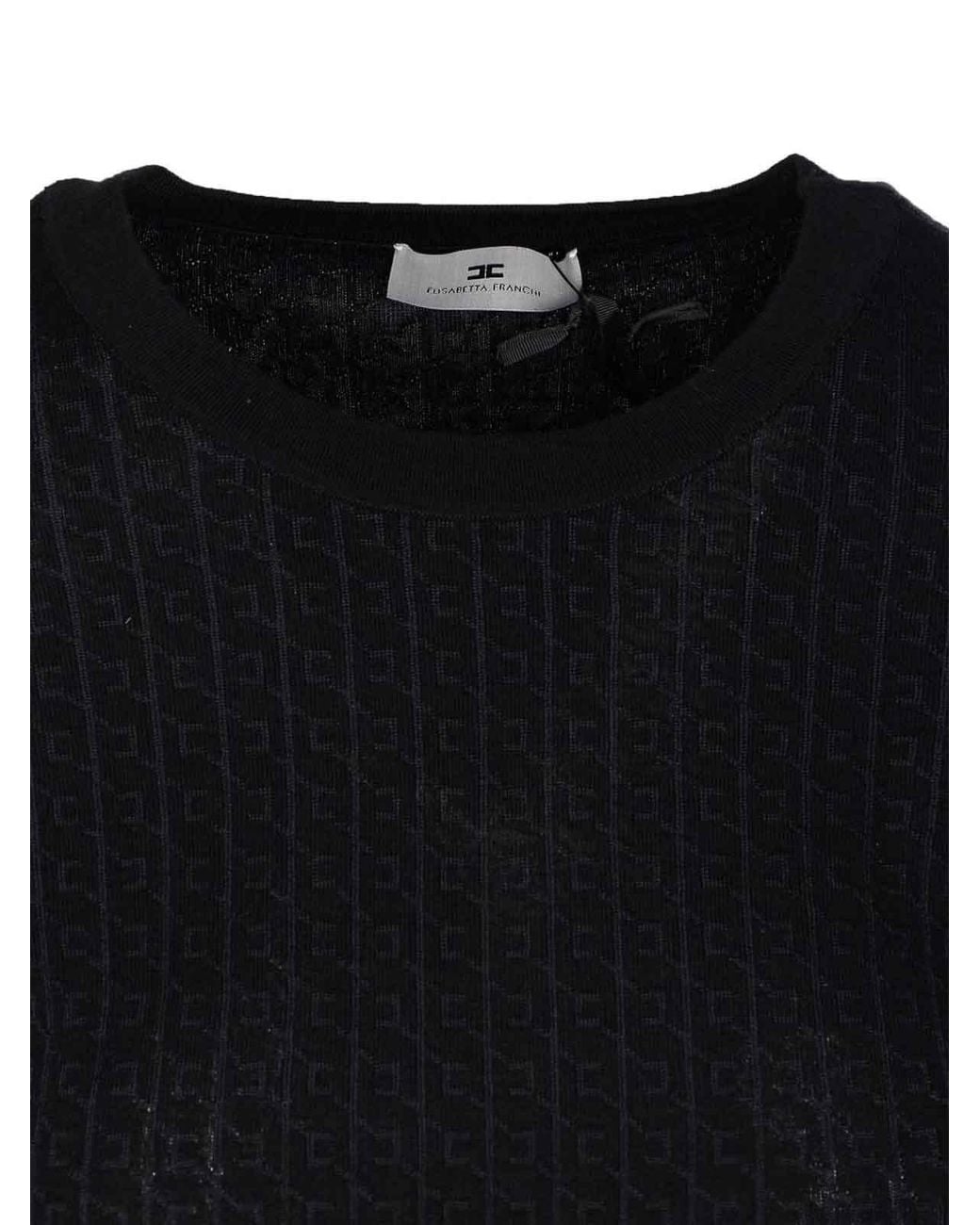 Elisabetta Franchi Black Wool Blend Crewneck Sweater