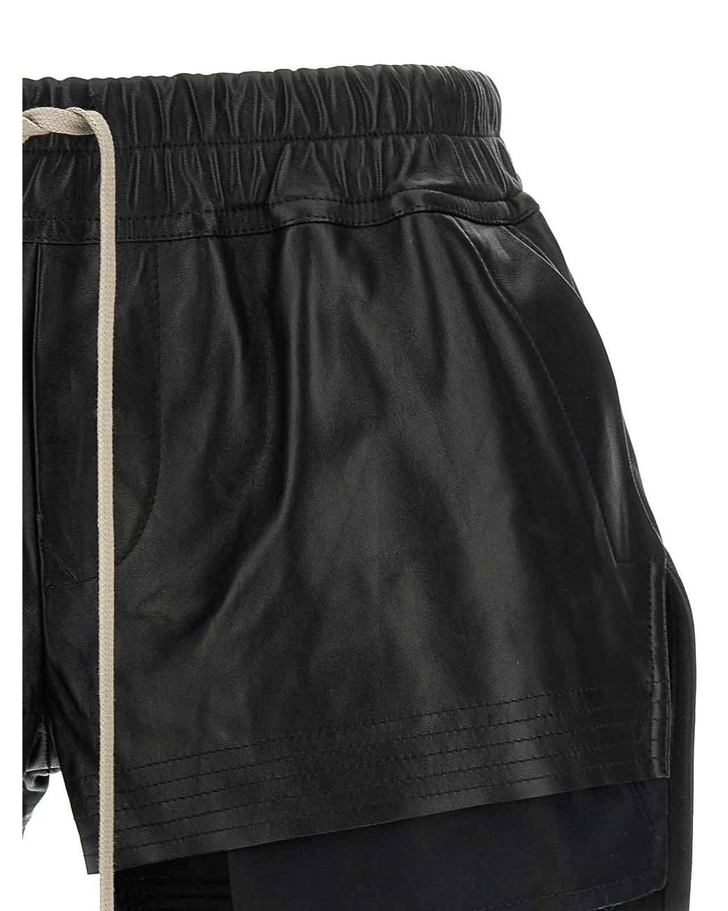 Rick Owens Black Lamb Leather Bermuda Shorts