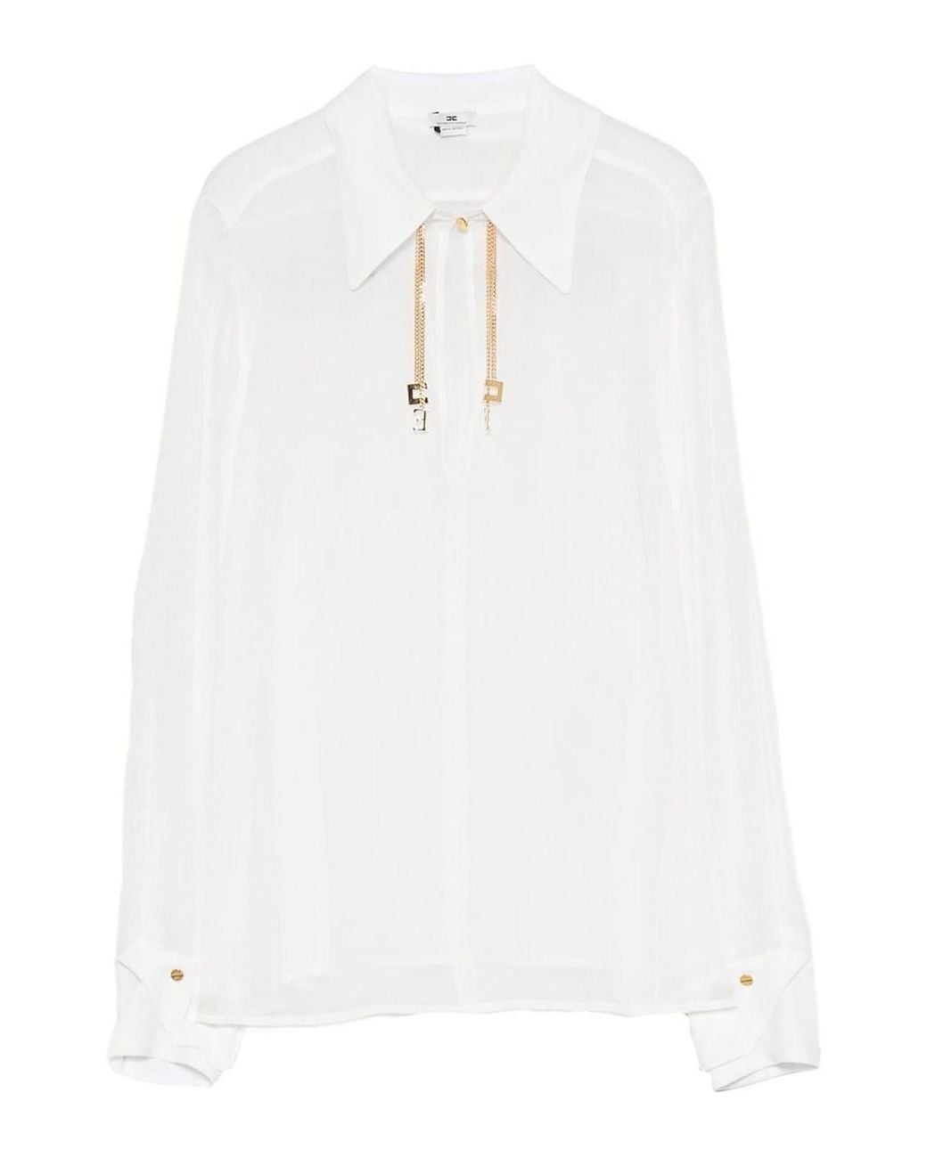 Elisabetta Franchi White Georgette Shirt With Jewel Logos