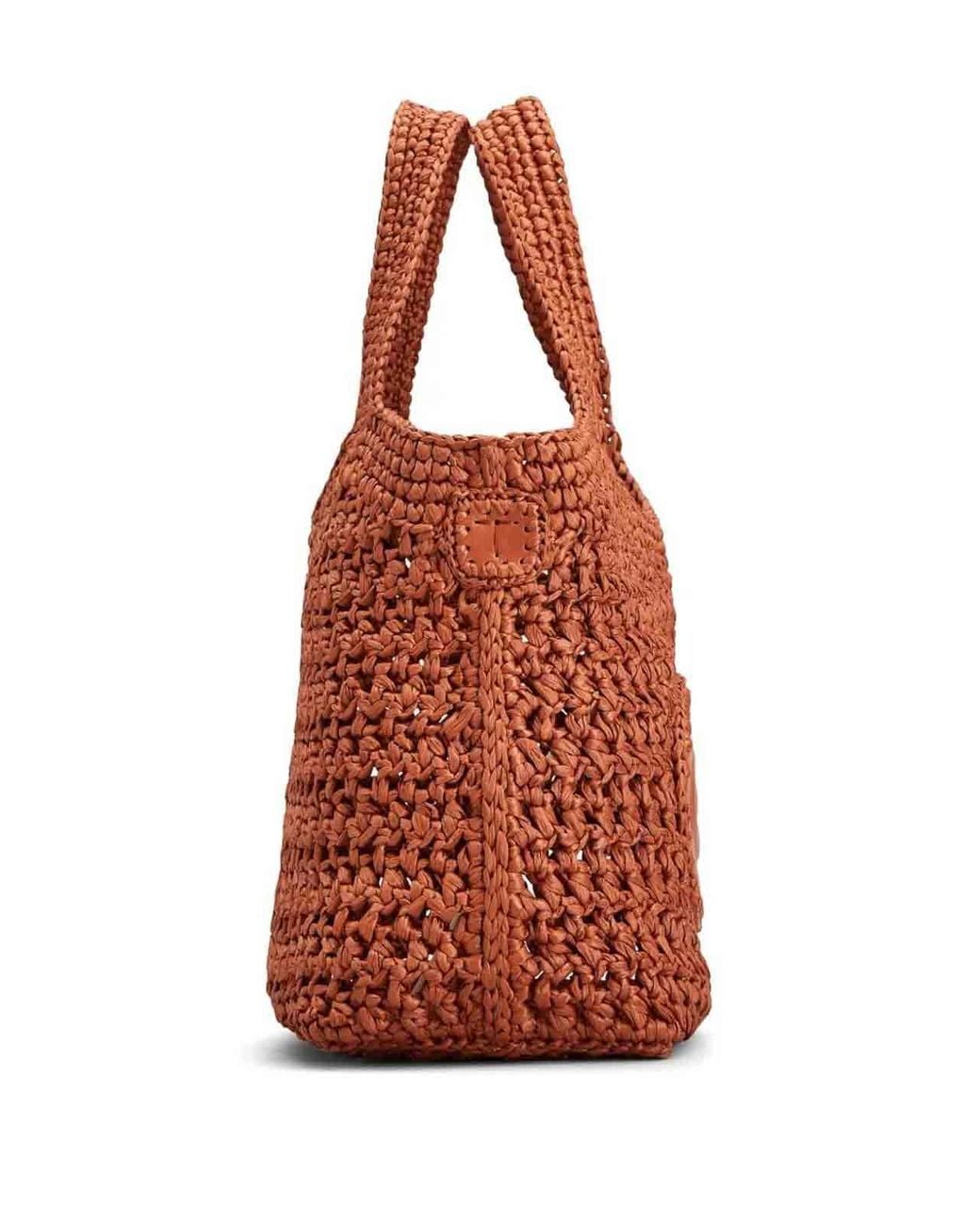 Tod's Red Raffia And Leather Mini Shopping Bag