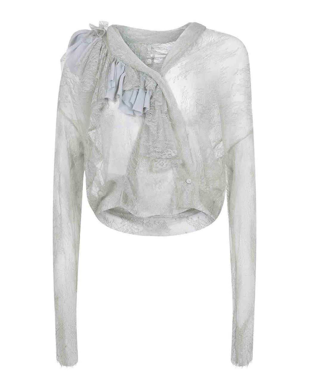 Alberta Ferretti White Shirt Made Of Lace