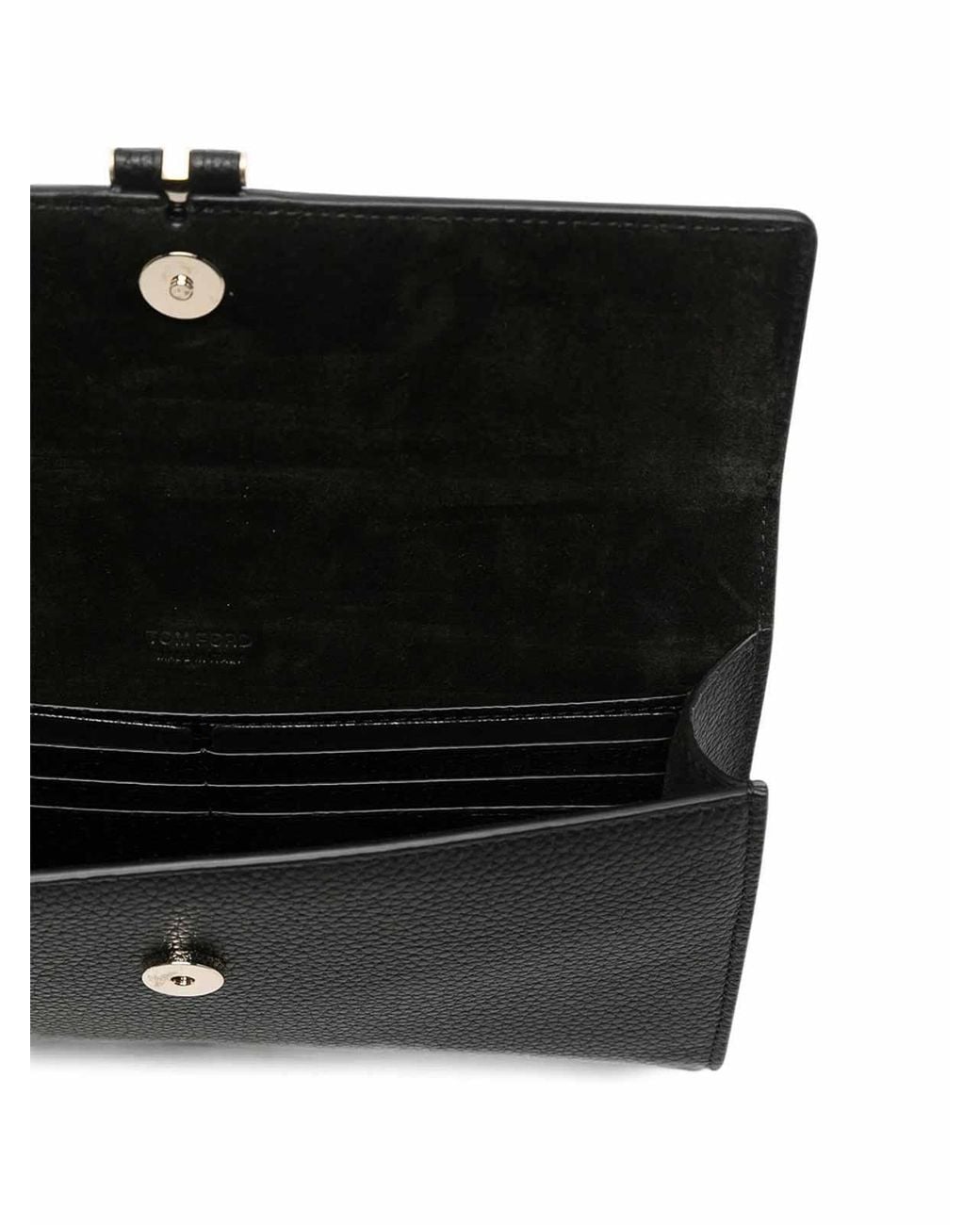 Tom Ford Black T Clasp Grained Leather Pouch