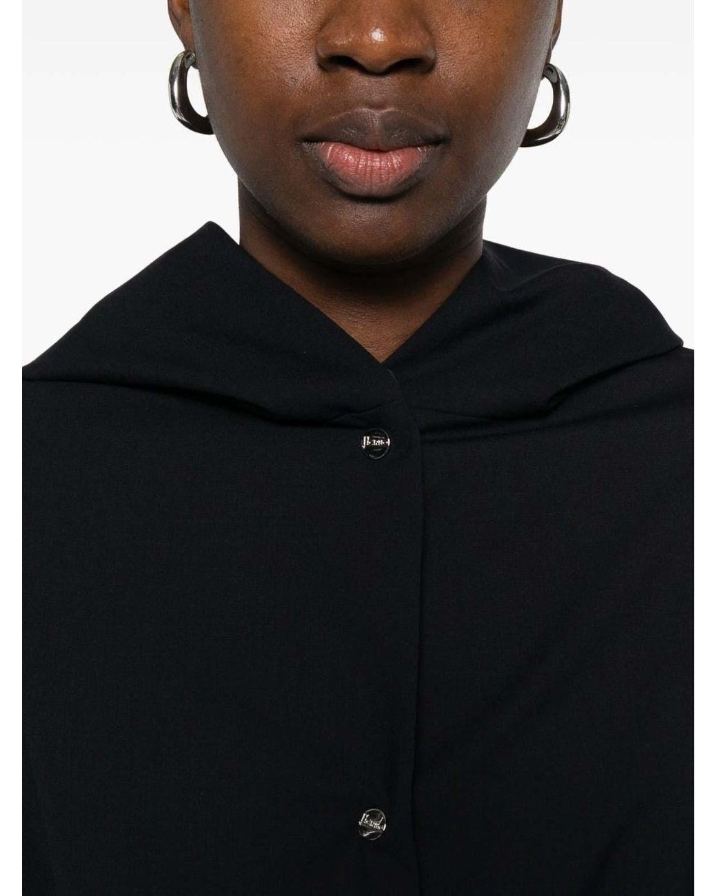 Herno Blue Hooded Overcoat With Side Pockets