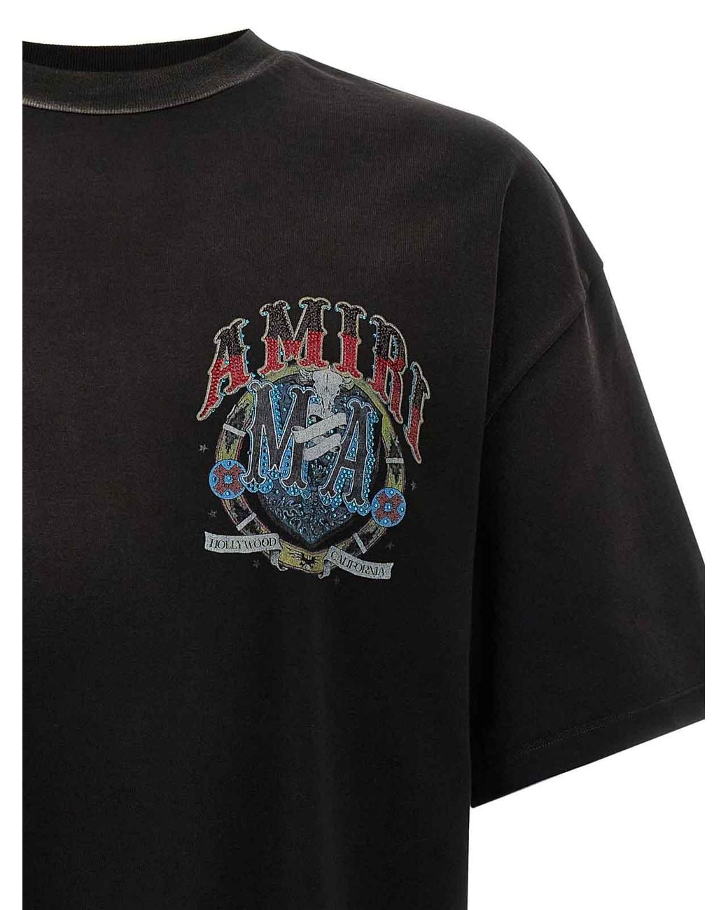 Amiri Black Crystal Hollywood Cotton T-Shirt for men