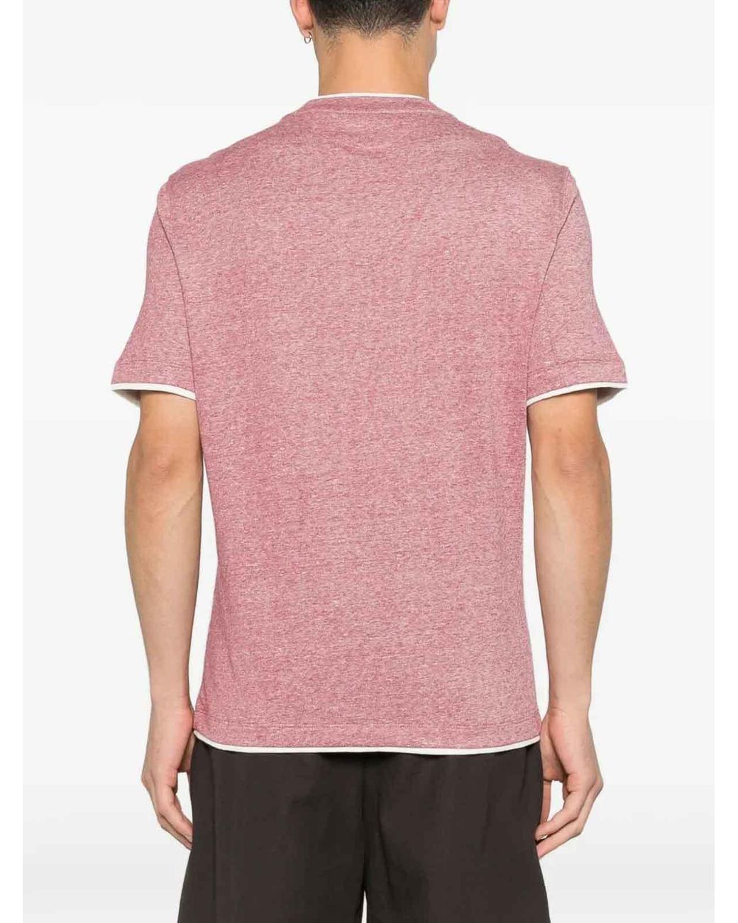 Brunello Cucinelli Pink T-Shirt With Faux-Layering for men