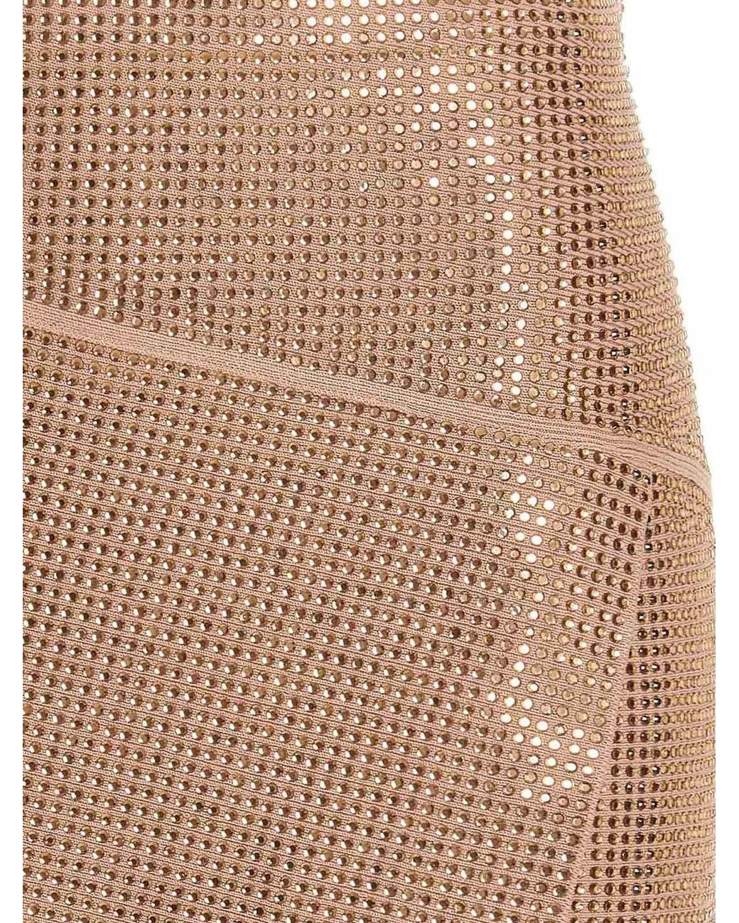 ANDREADAMO Natural Sequined Knitted Skirt
