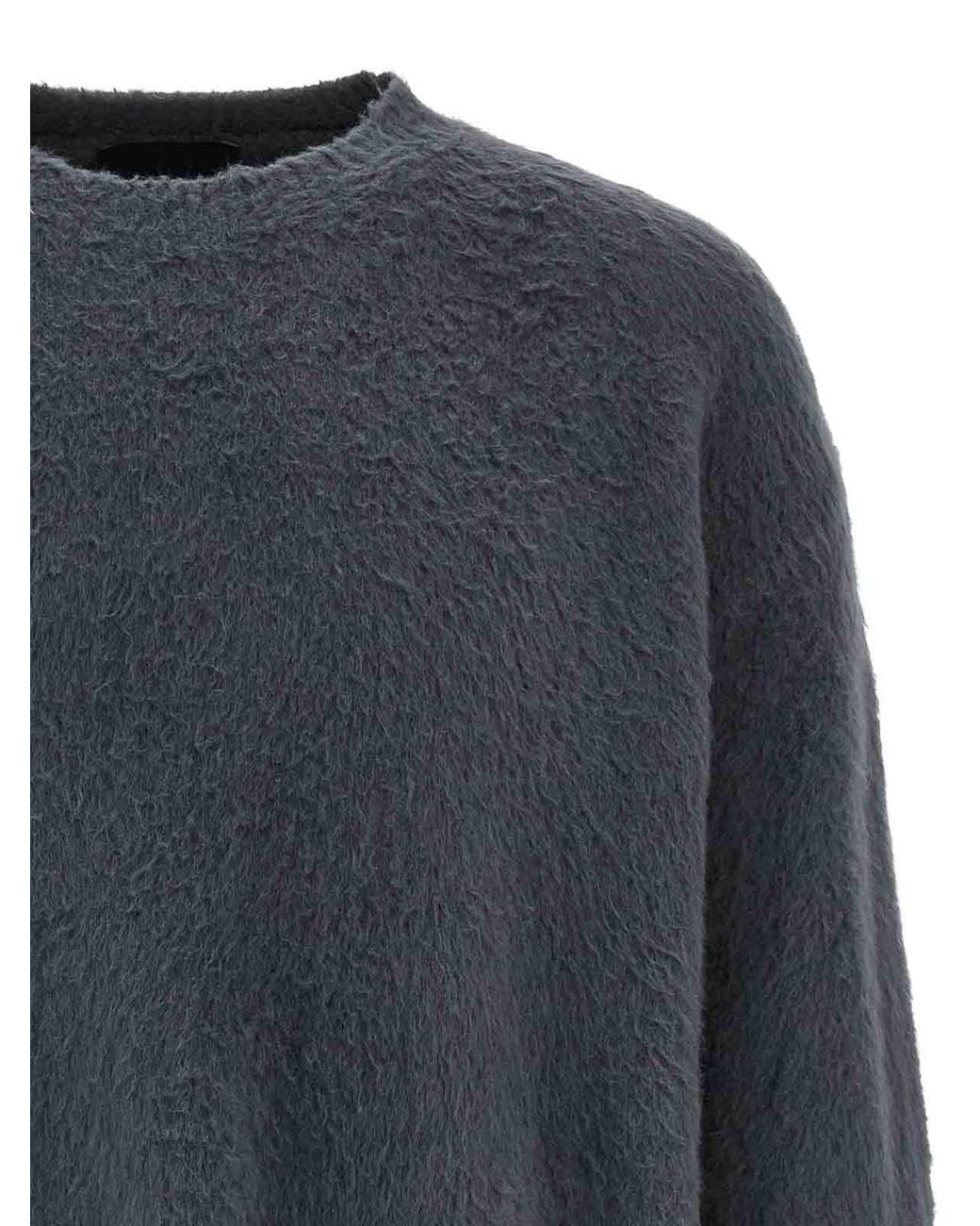 Roberto Collina Gray Shearling Cotton Sweater for men