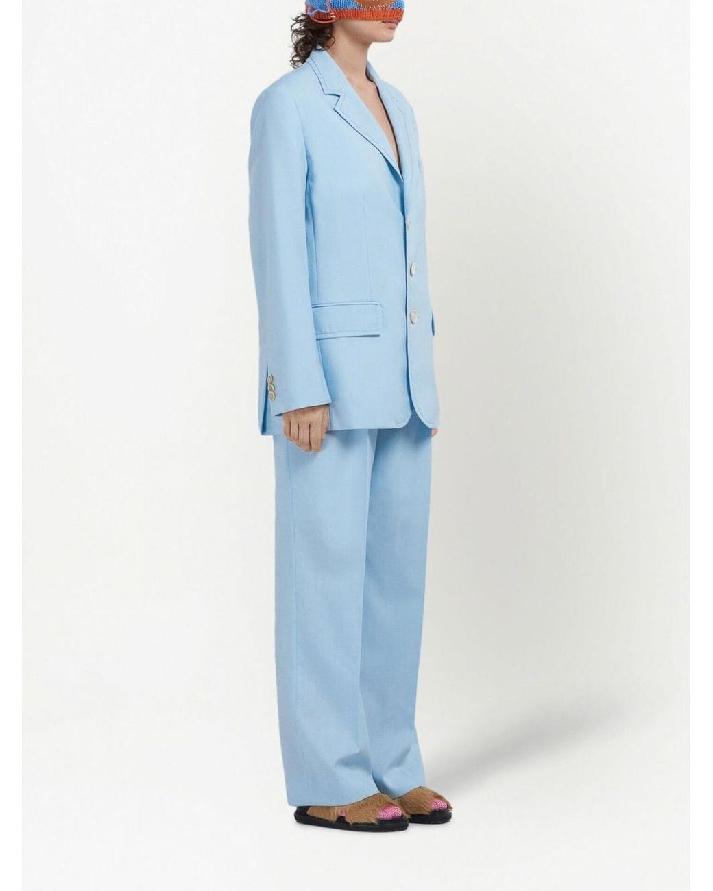 Marni Blue Wide Leg Tailored Trousers