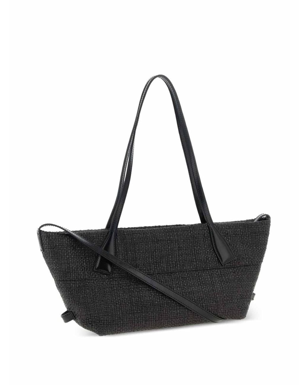 Balmain Black Track Small Rafia Tote