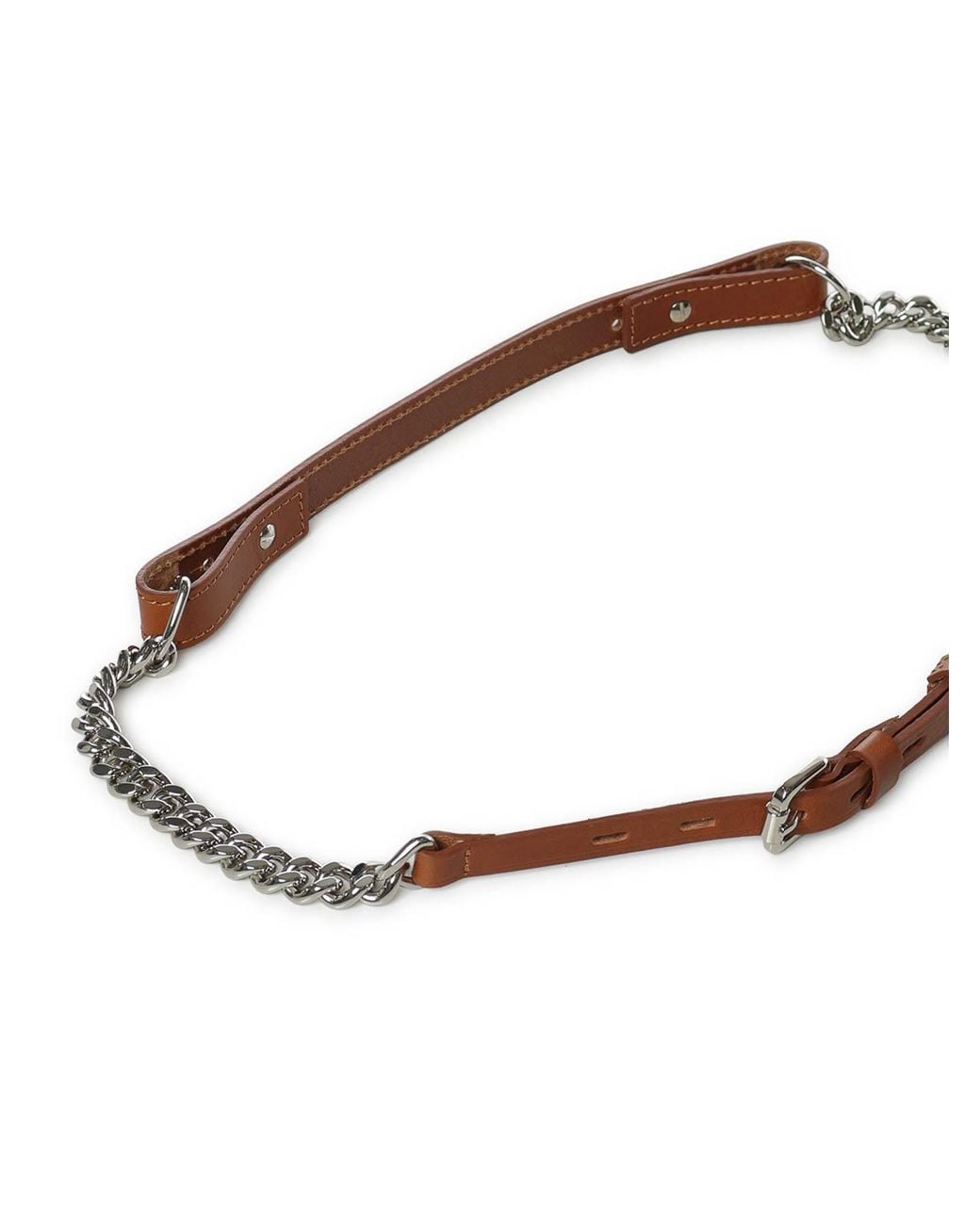 Hed Mayner White Leather Belt With Chain for men