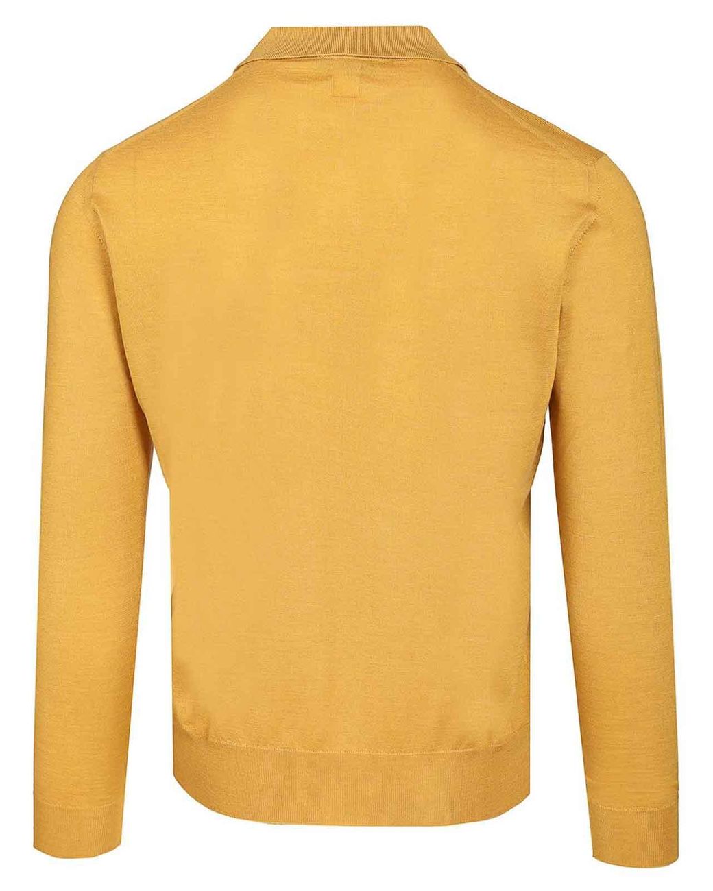 Fedeli Yellow Long-Sleeved Polo Shirt for men