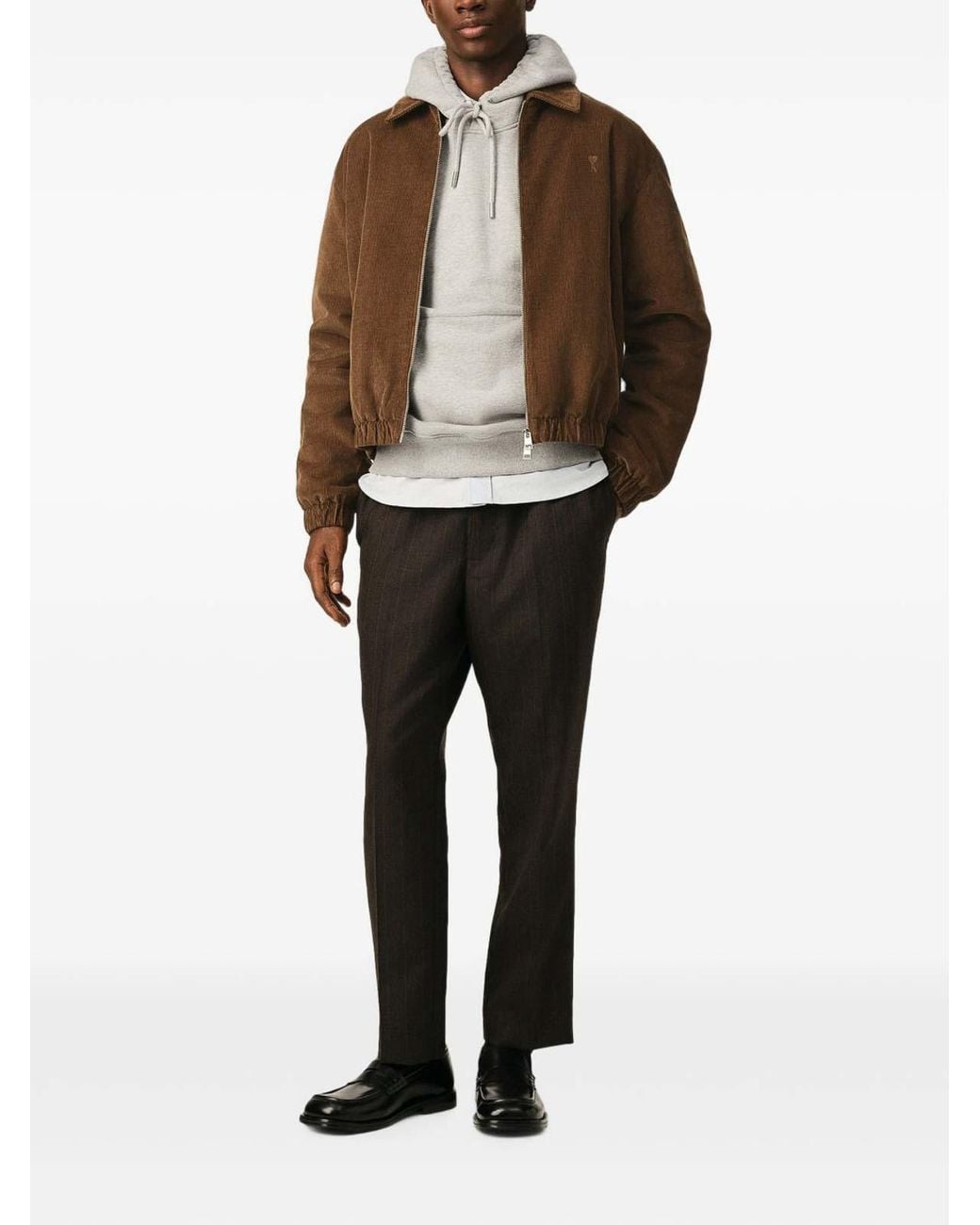 AMI Brown Velvet Cotton Blouson Jacket for men