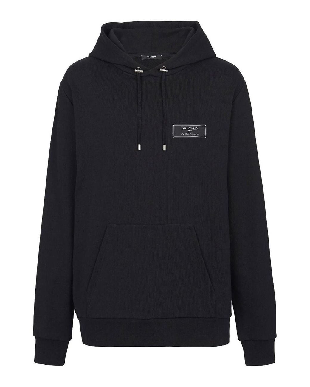 Balmain Black Pierre Label Hoodie, Long Sleeves, , 100% Organic Cotton, Size: Large for men