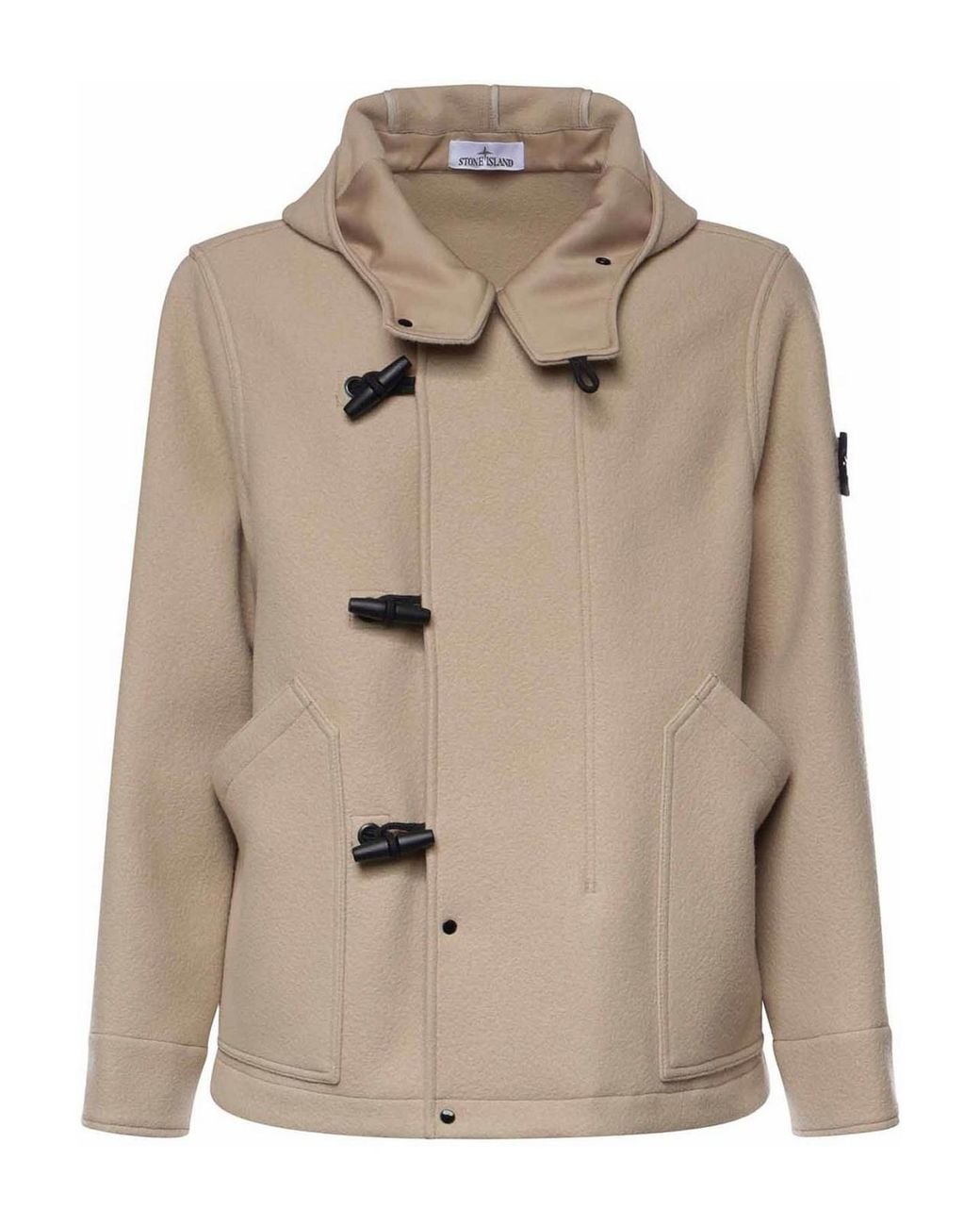 Stone Island Natural Cropped Wool And Cashmere Parka for men
