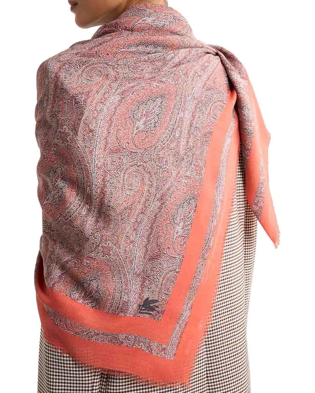 Etro Pink Modal Shawl With Floral Paisley Pattern