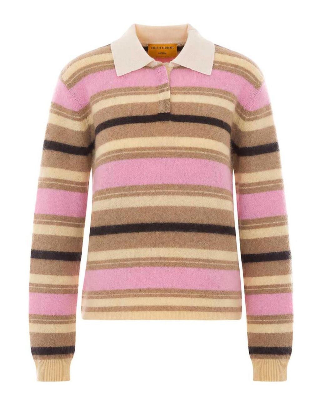 Guest In Residence Pink Grizzly Striped Polo