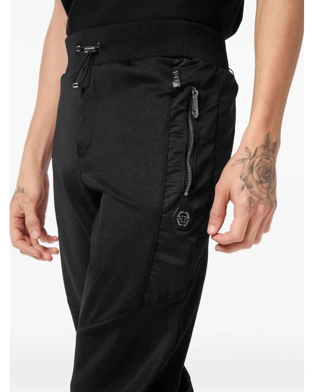 Philipp Plein Black Tracksuit Pants Biker Cut for men