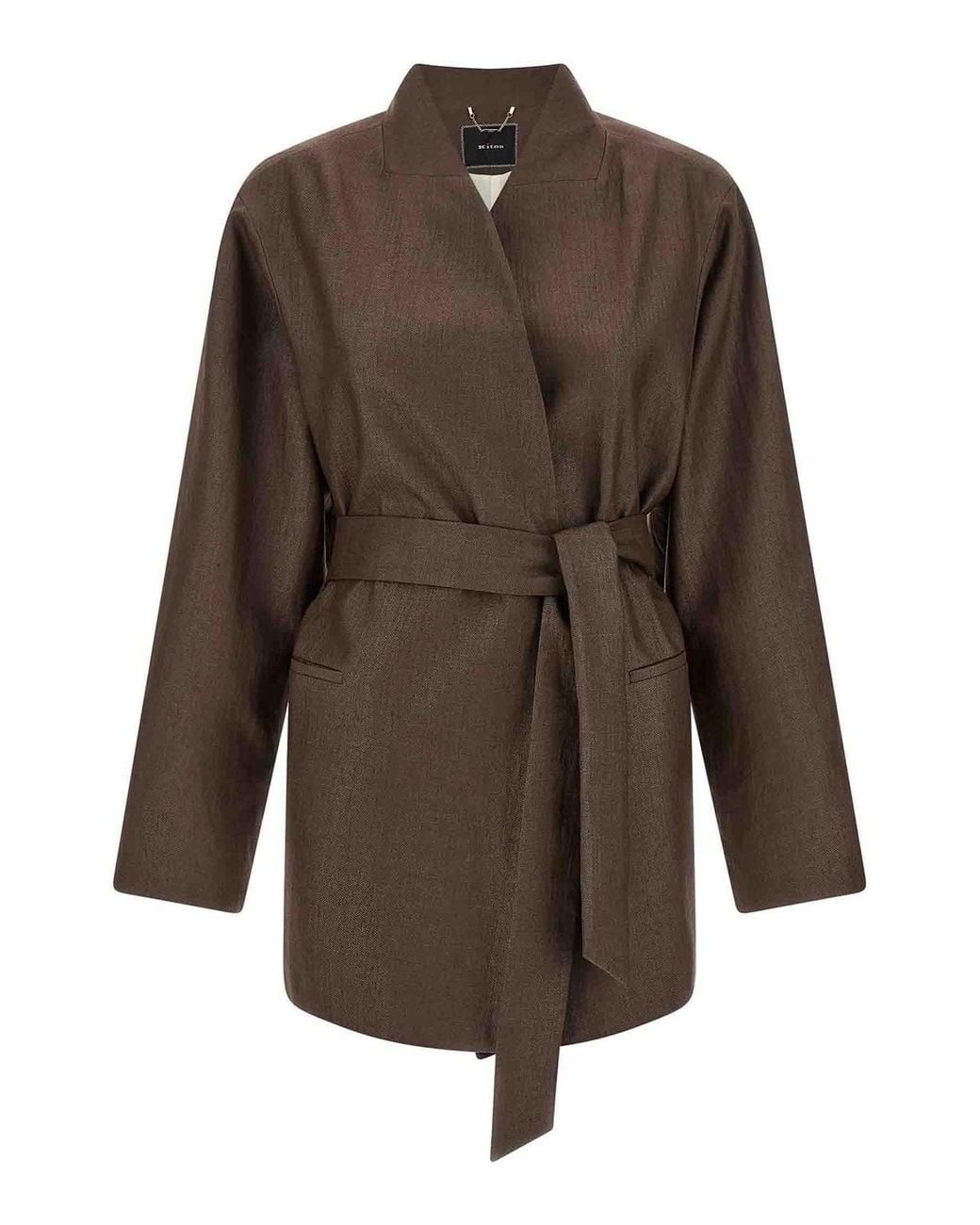 Kiton Brown Linen Blend Blazer