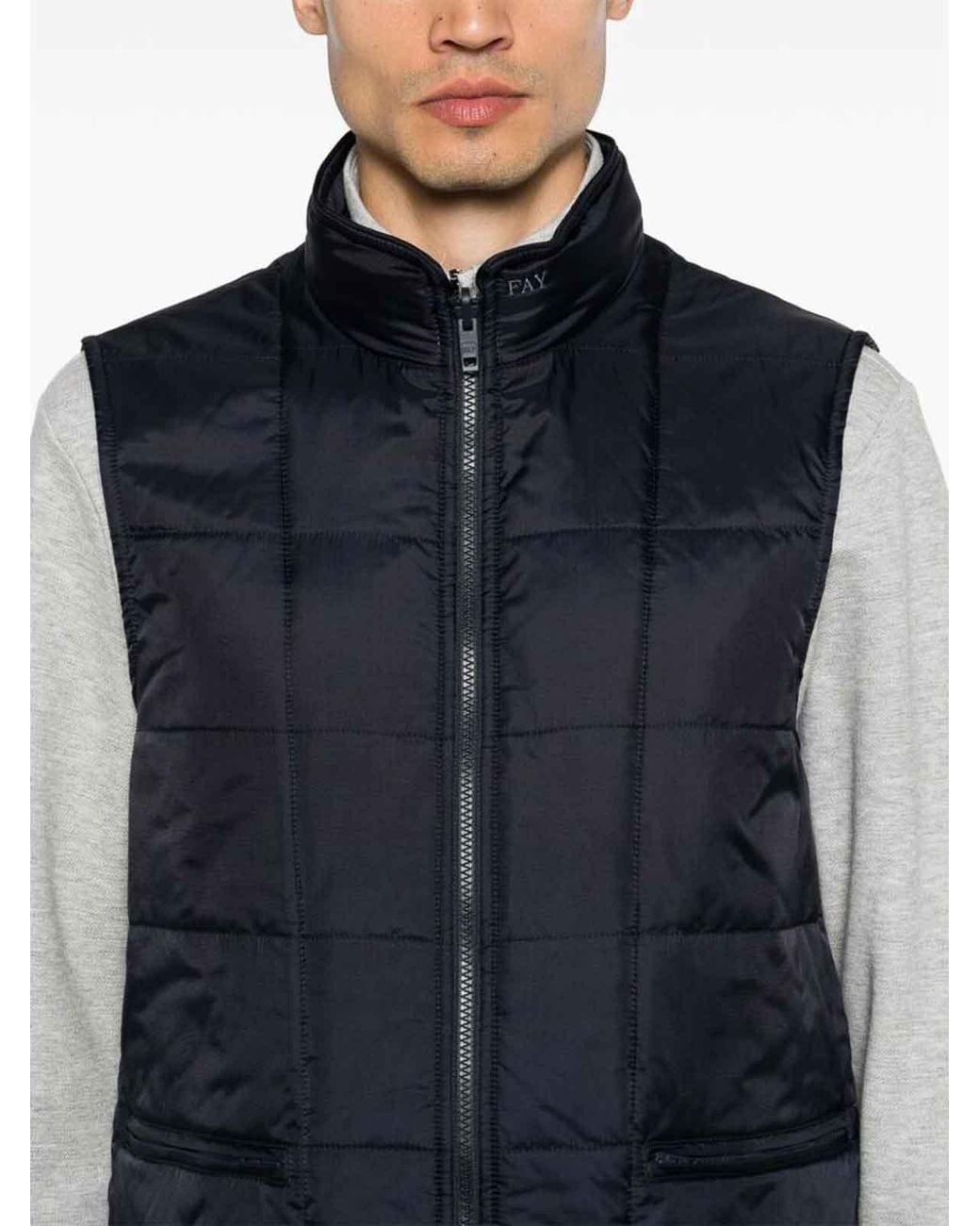 Fay Blue Layered Notched Lapel Jacket for men