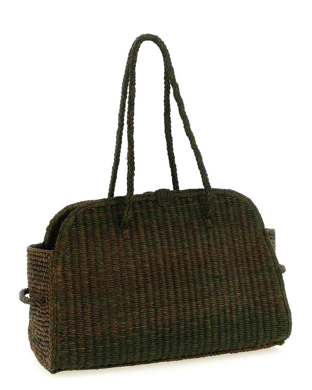 Jacquemus Black Le Turismo Raphia' Shopping Bag