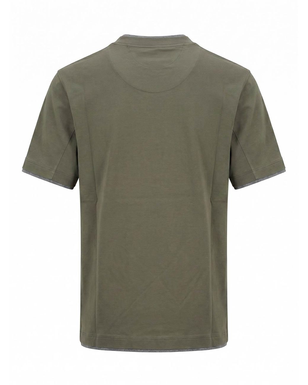 Brunello Cucinelli Green T-Shirt With Faux-Layering for men