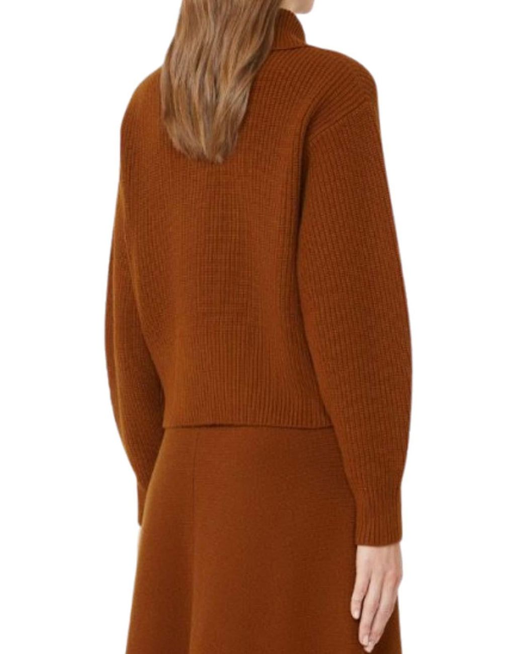 Max Mara Brown Cashmere And Wool Sweater With Zip